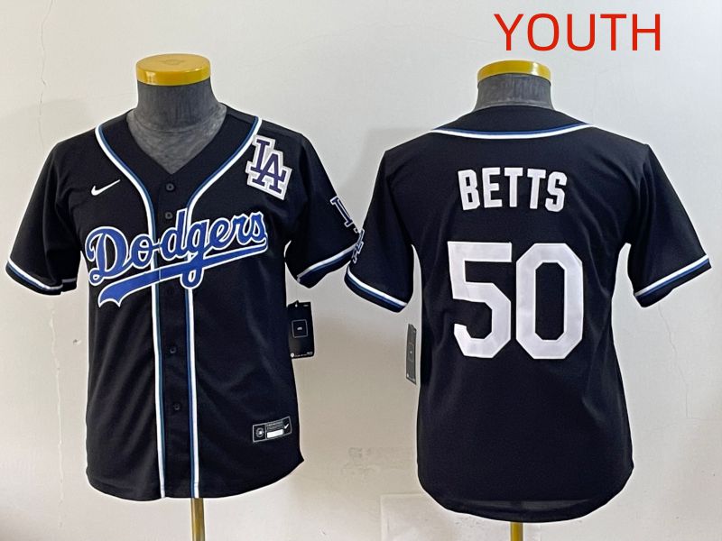 Youth 2025 Los Angeles Dodgers #50 Betts Black Three generations Fashion Nike MLB Jersey style 11